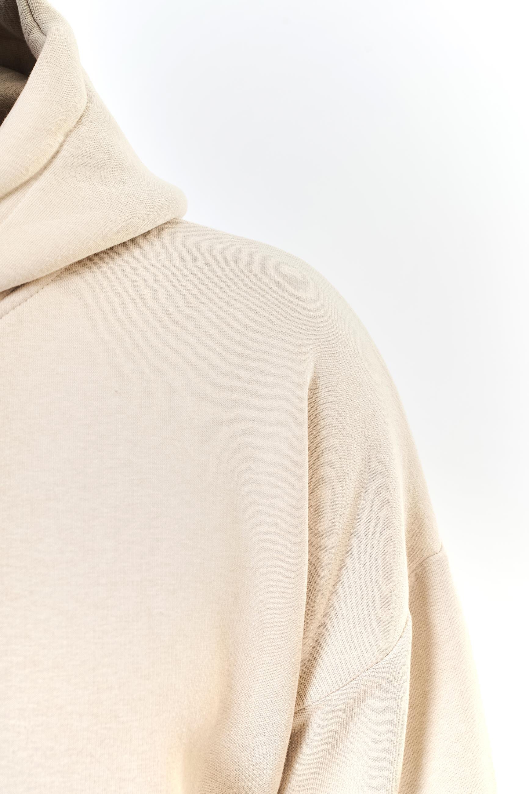 Unisex Colorful Hair Baskılı Kapüşonlu İçi Yumuşak Polarlı Oversize Sweatshirt - BEJ