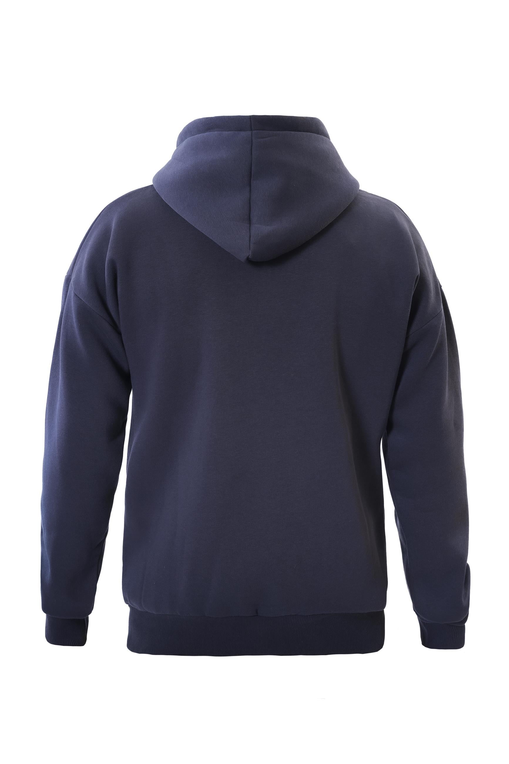 Unisex Colorful Skeleton Baskılı Kapüşonlu İçi Yumuşak Polarlı Oversize Sweatshirt - LACİVERT