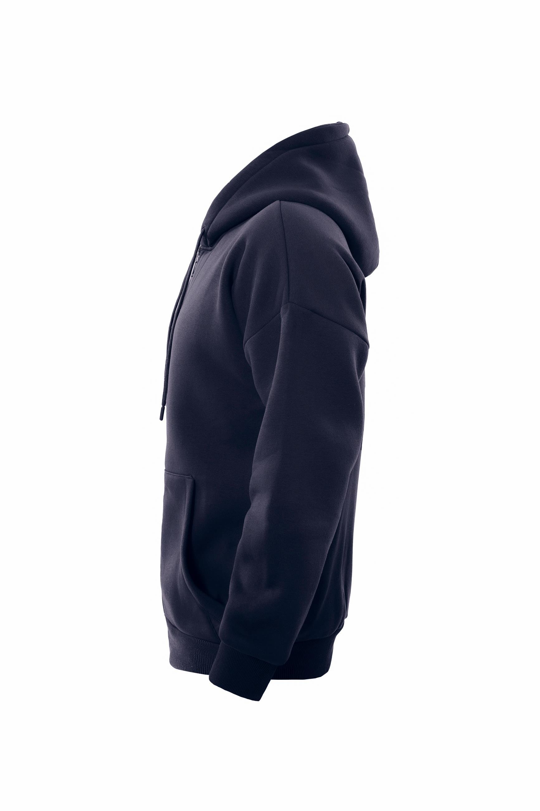 Unisex Fermuarlı Kapüşonlu Oversize Sweatshirt - LACİVERT