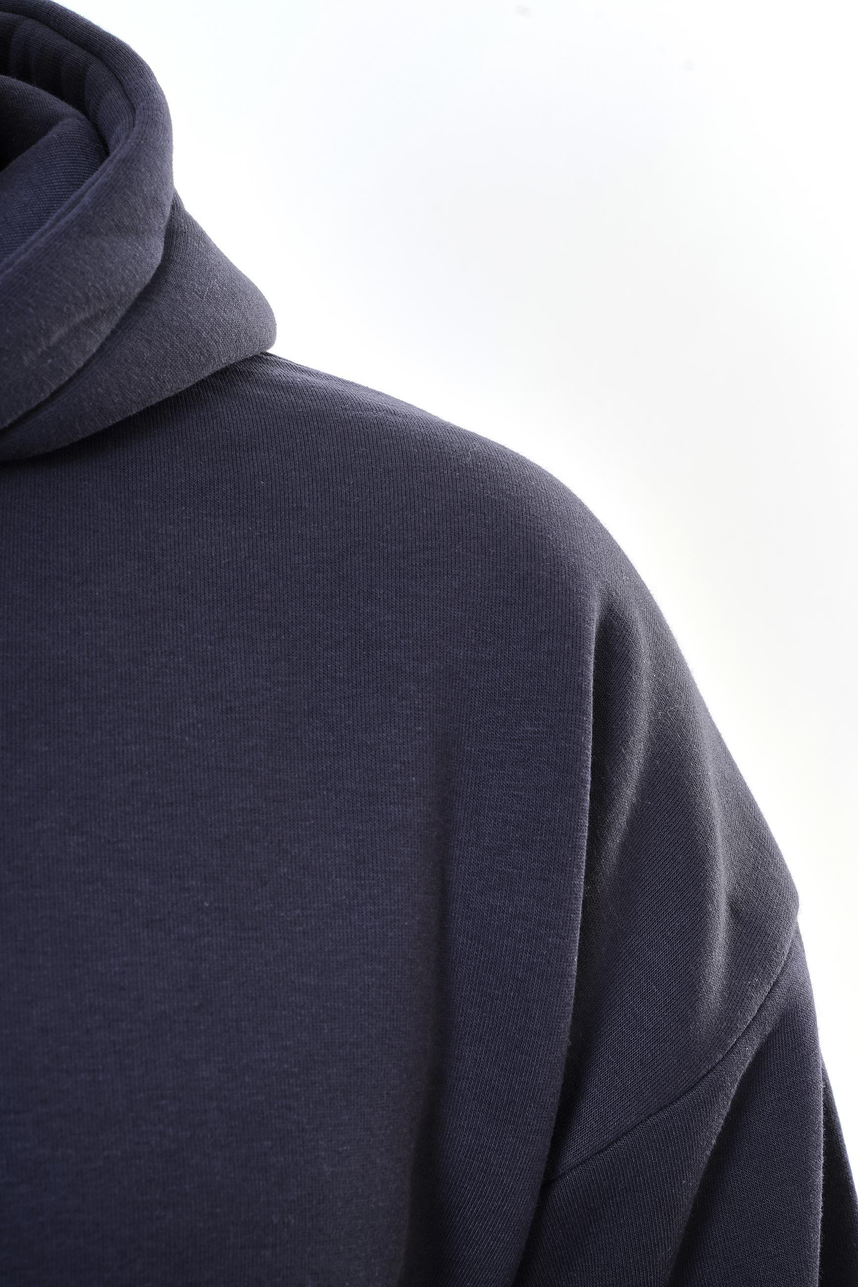 Unisex Fermuarlı Kapüşonlu Oversize Sweatshirt - LACİVERT