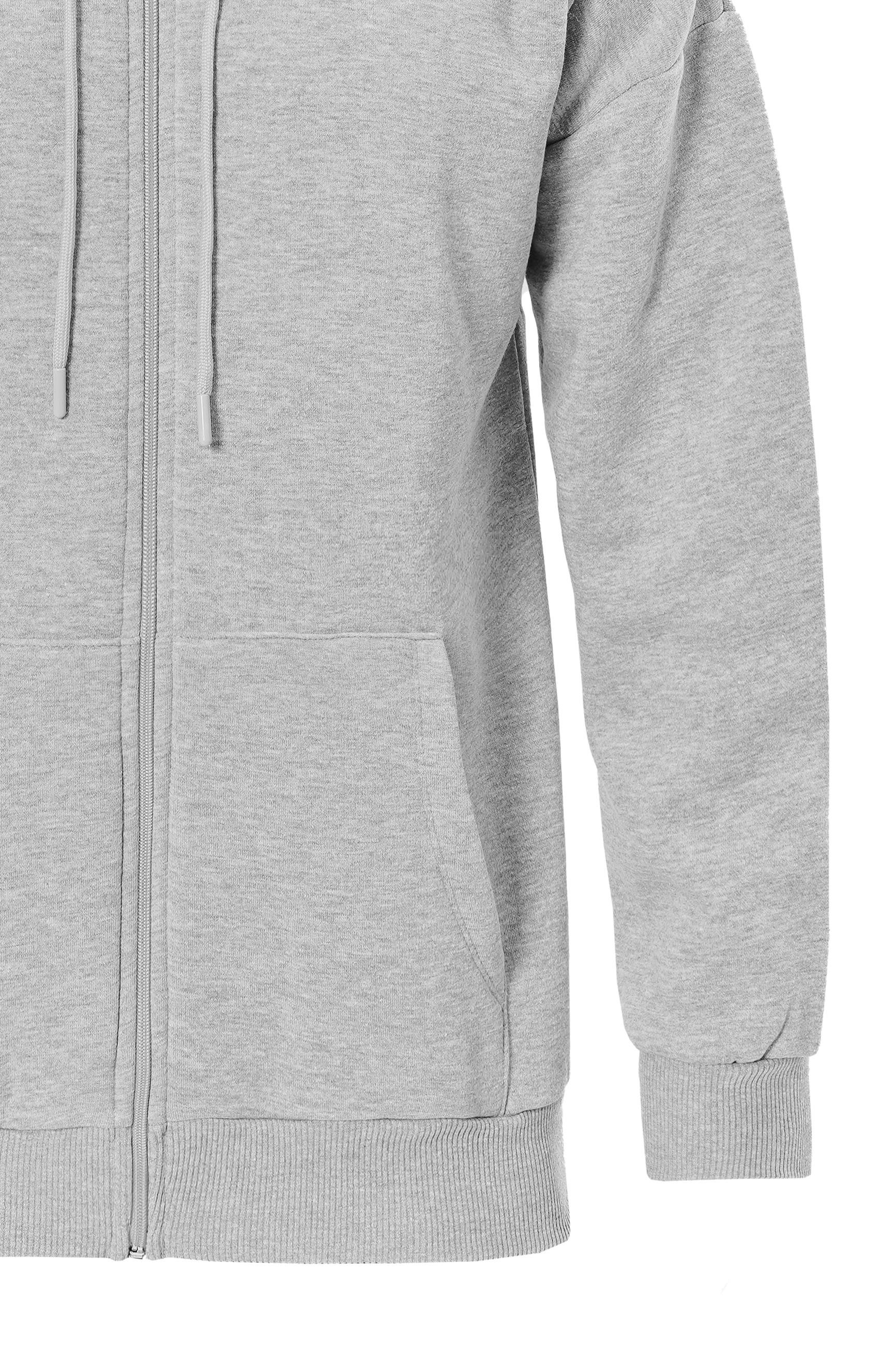 Unisex Fermuarlı Kapüşonlu Oversize Sweatshirt - GRİ