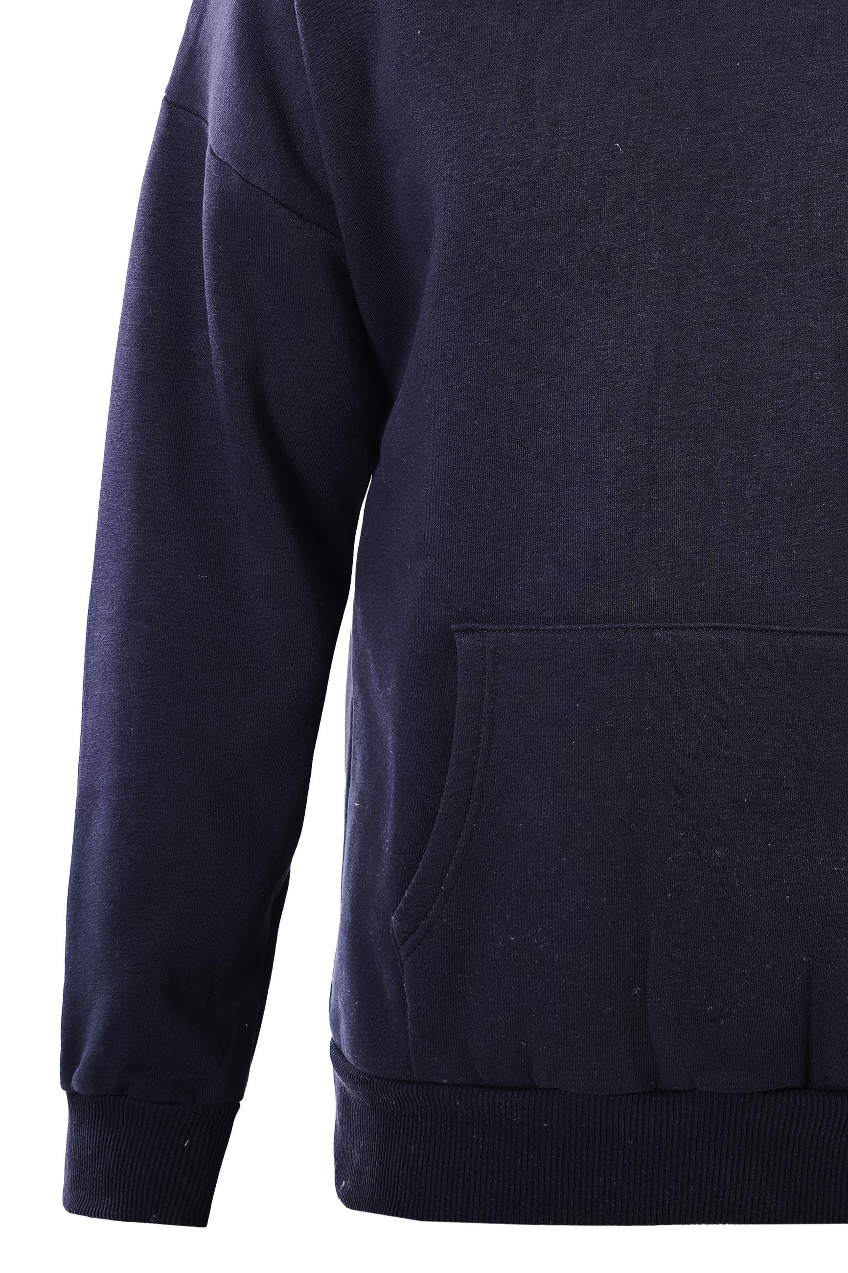 Unisex Hang Loose Baskılı Kapüşonlu İçi Yumuşak Polarlı Oversize Sweatshirt - LACİVERT