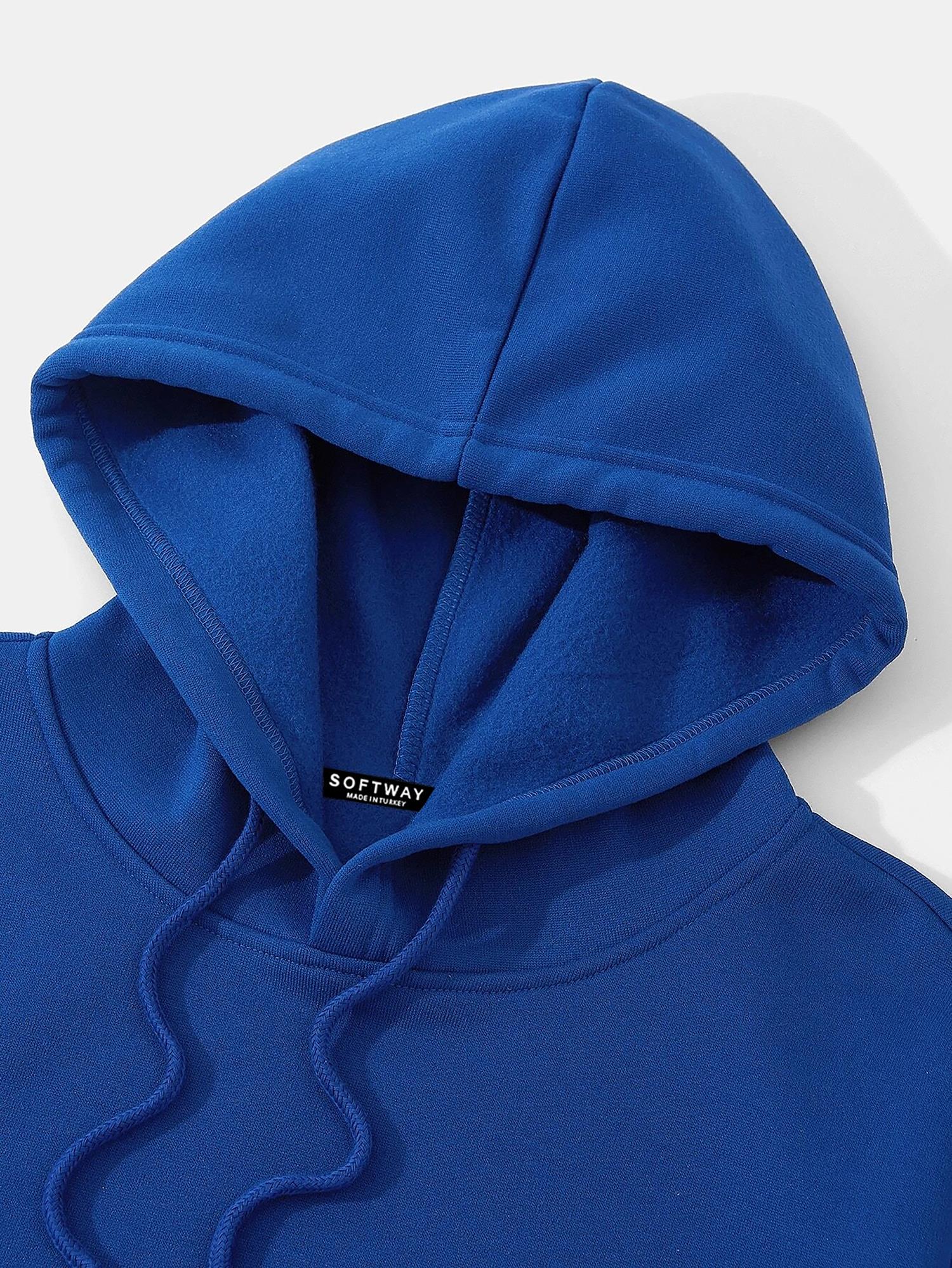 Unisex Hysterigal Baskılı Kapüşonlu İçi Yumuşak Polarlı Oversize Sweatshirt - SAKS MAVİSİ