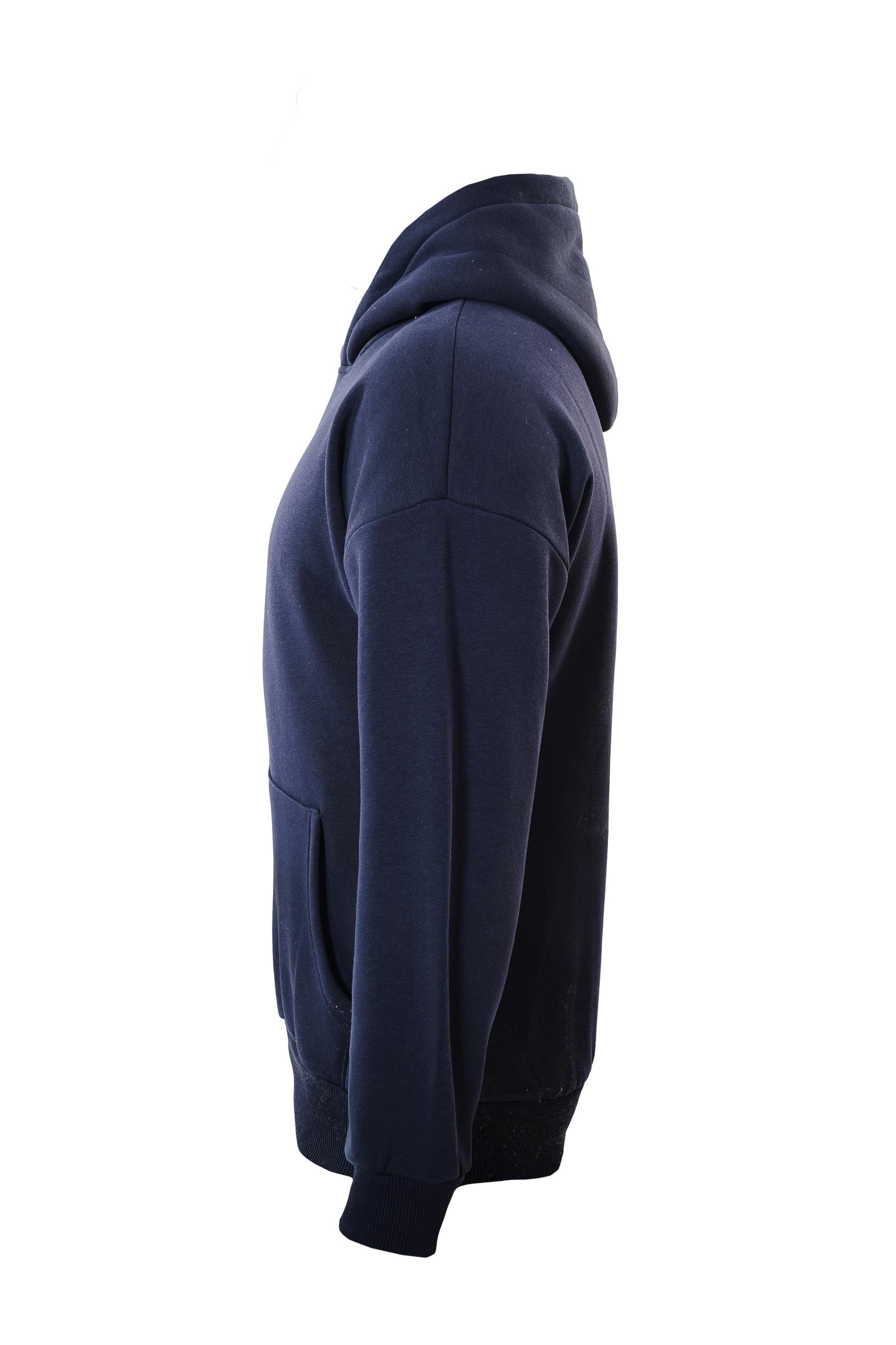 Unisex Ocen Heart Baskılı Kapüşonlu İçi Yumuşak Polarlı Oversize Sweatshirt - LACİVERT