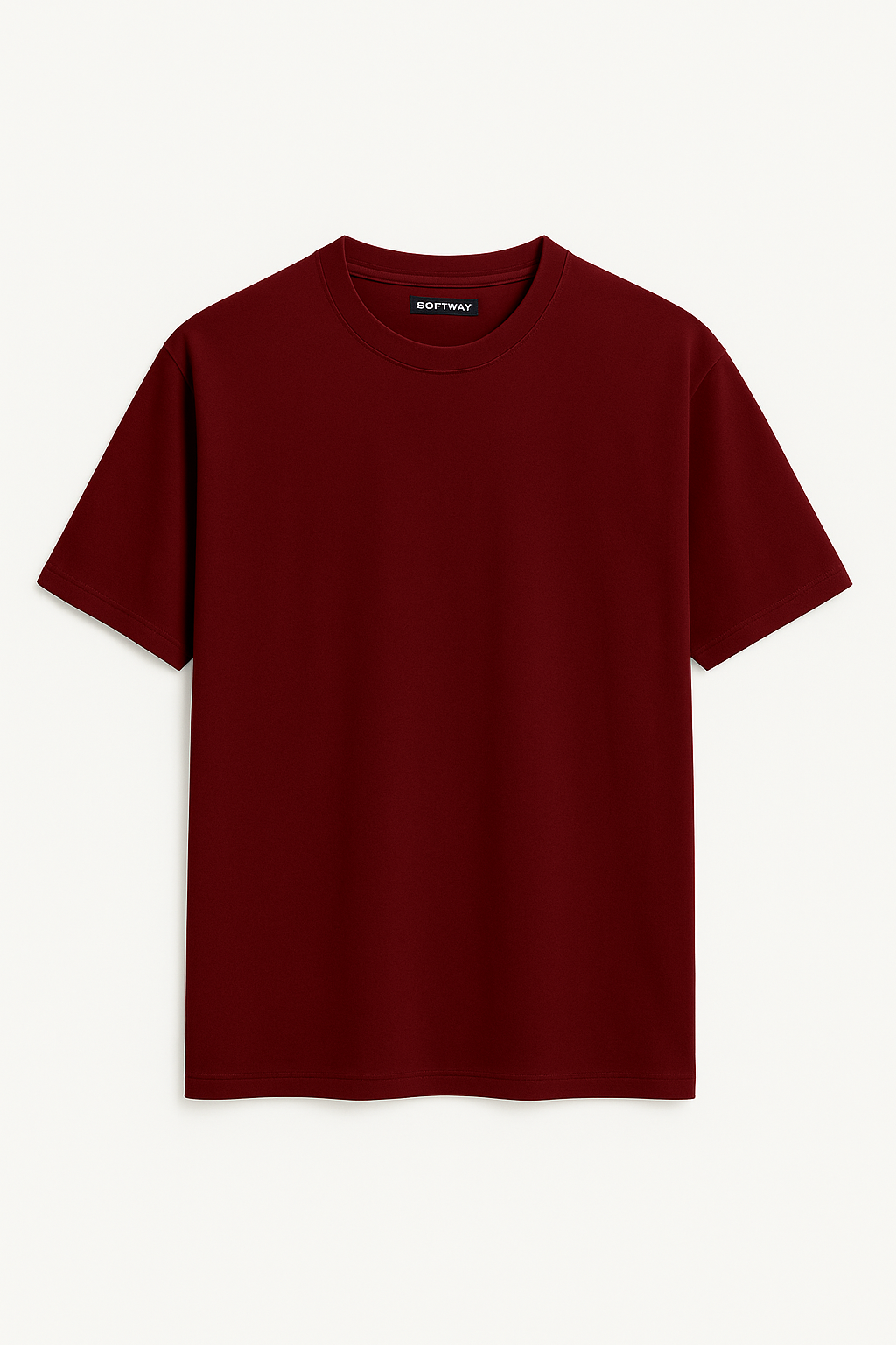 Unisex Oversize Bisiklet Yaka %100 Organik Pamuklu Basic T-Shirt – Bordo