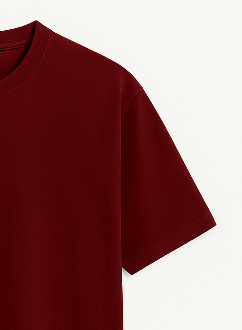 Unisex Oversize Bisiklet Yaka %100 Organik Pamuklu Basic T-Shirt – Bordo