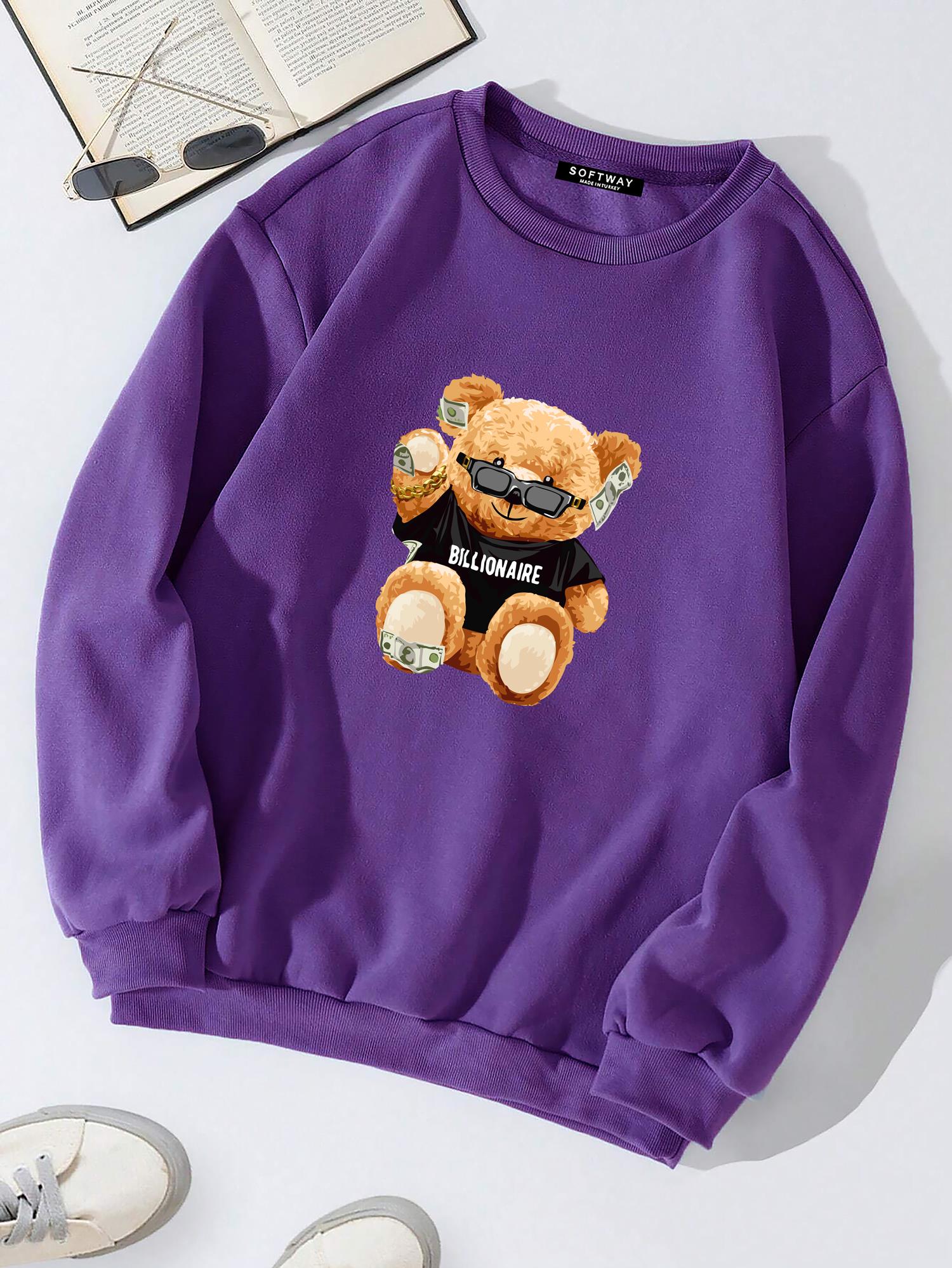 Unisex Oversize Bisiklet Yaka Basic Billionaire Baskılı Sweatshirt - MOR