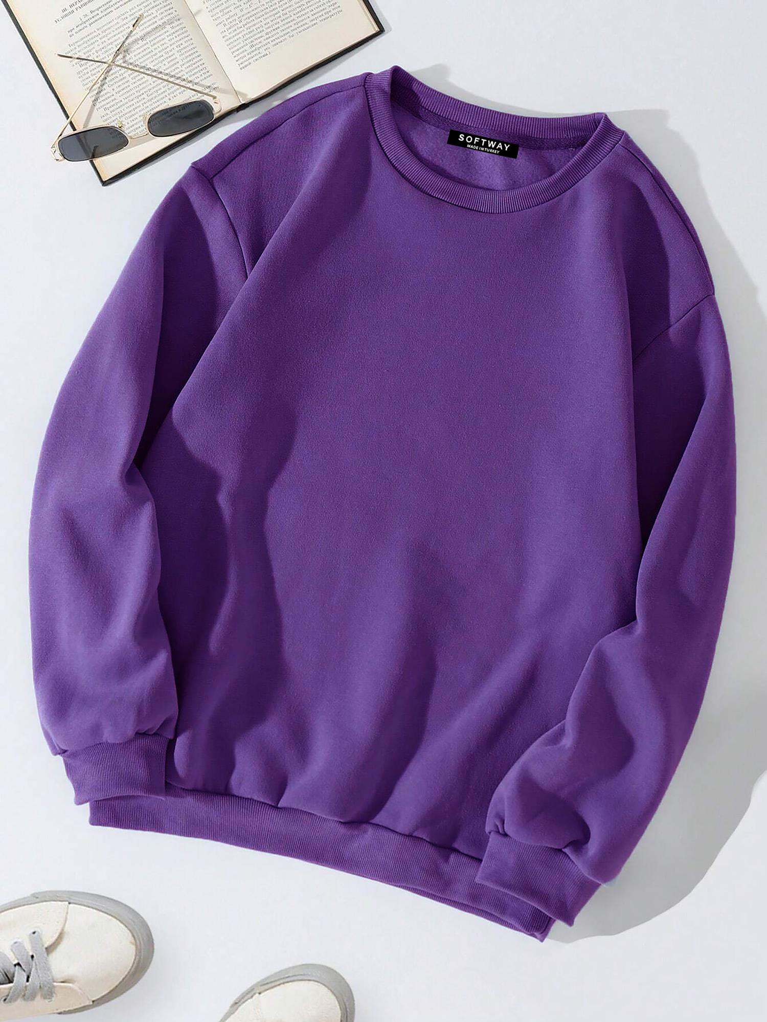 Unisex Oversize Bisiklet Yaka Basic Butterfly Baskılı Sweatshirt - MOR