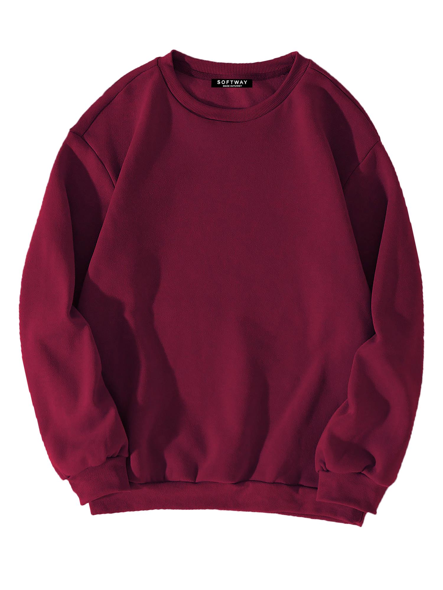 Unisex Oversize Bisiklet Yaka Basic Düz Sweatshirt - BORDO