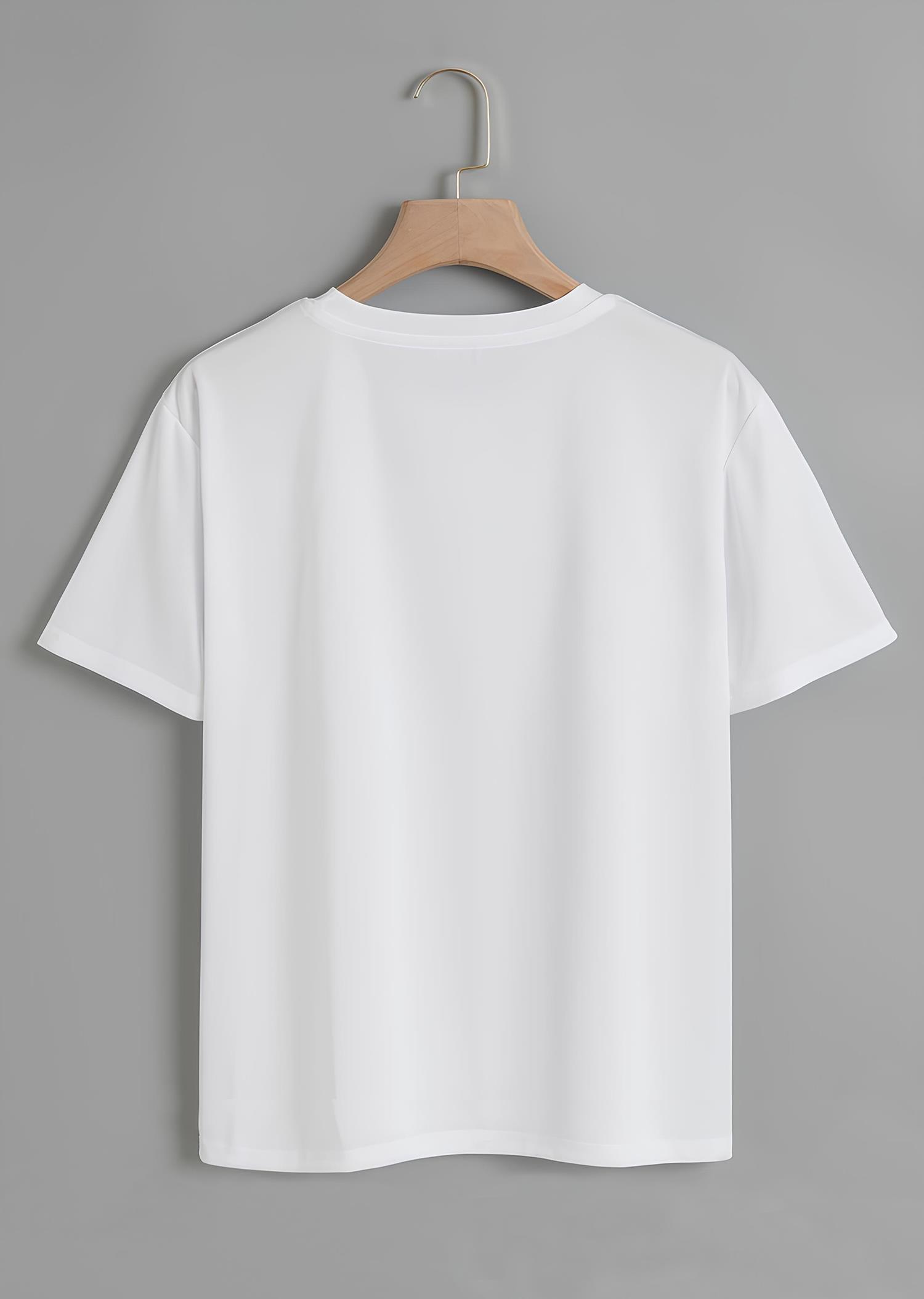 Unisex Oversize Bisiklet Yaka Billionaire Baskılı Basic T-Shirt - BEYAZ