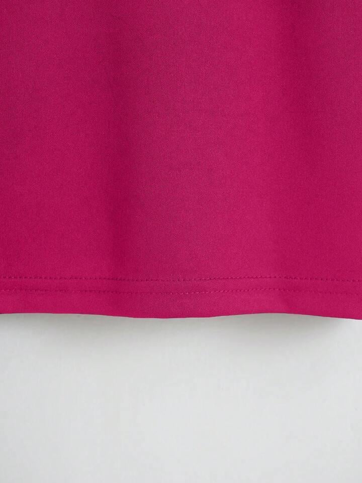 Unisex Oversize Bisiklet Yaka Düz Basic T-Shirt - FUŞYA