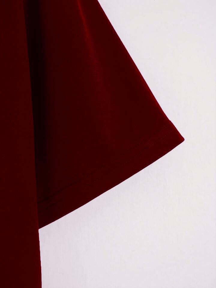 Unisex Oversize Bisiklet Yaka Düz Basic T-Shirt - BORDO
