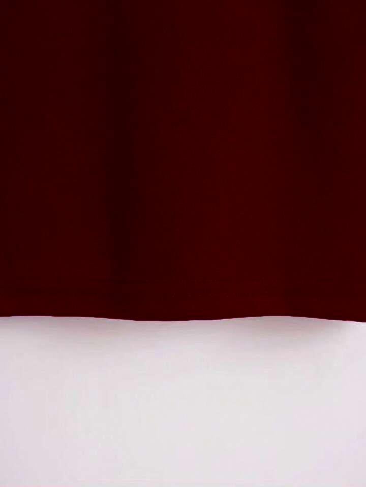 Unisex Oversize Bisiklet Yaka Düz Basic T-Shirt - BORDO