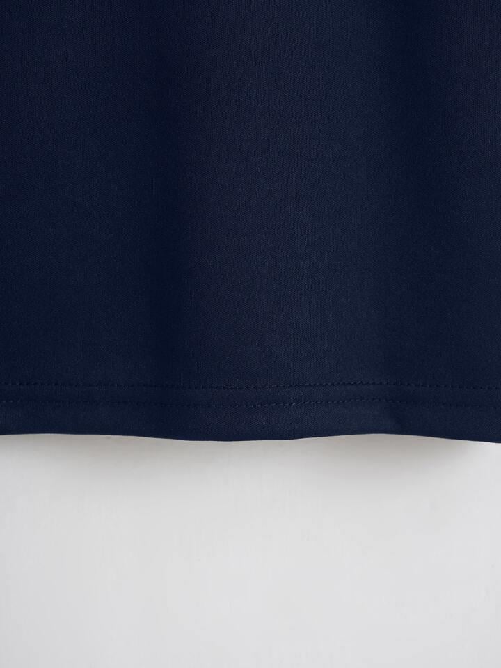 Unisex Oversize Bisiklet Yaka Düz Basic T-Shirt - LACİVERT