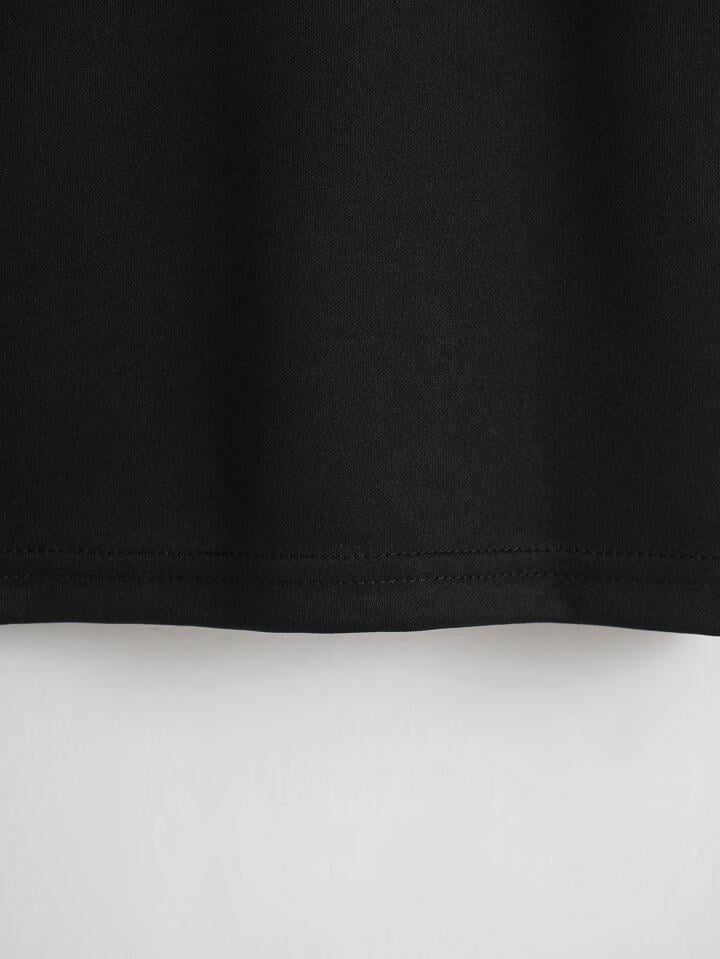 Unisex Oversize Bisiklet Yaka Hang Loose Baskılı Basic T-Shirt - SİYAH