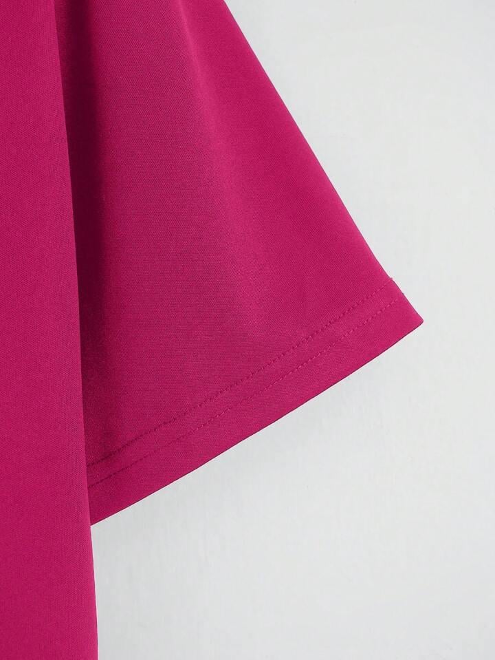 Unisex Oversize Bisiklet Yaka Ribbon Cherry Baskılı Basic T-Shirt - FUŞYA