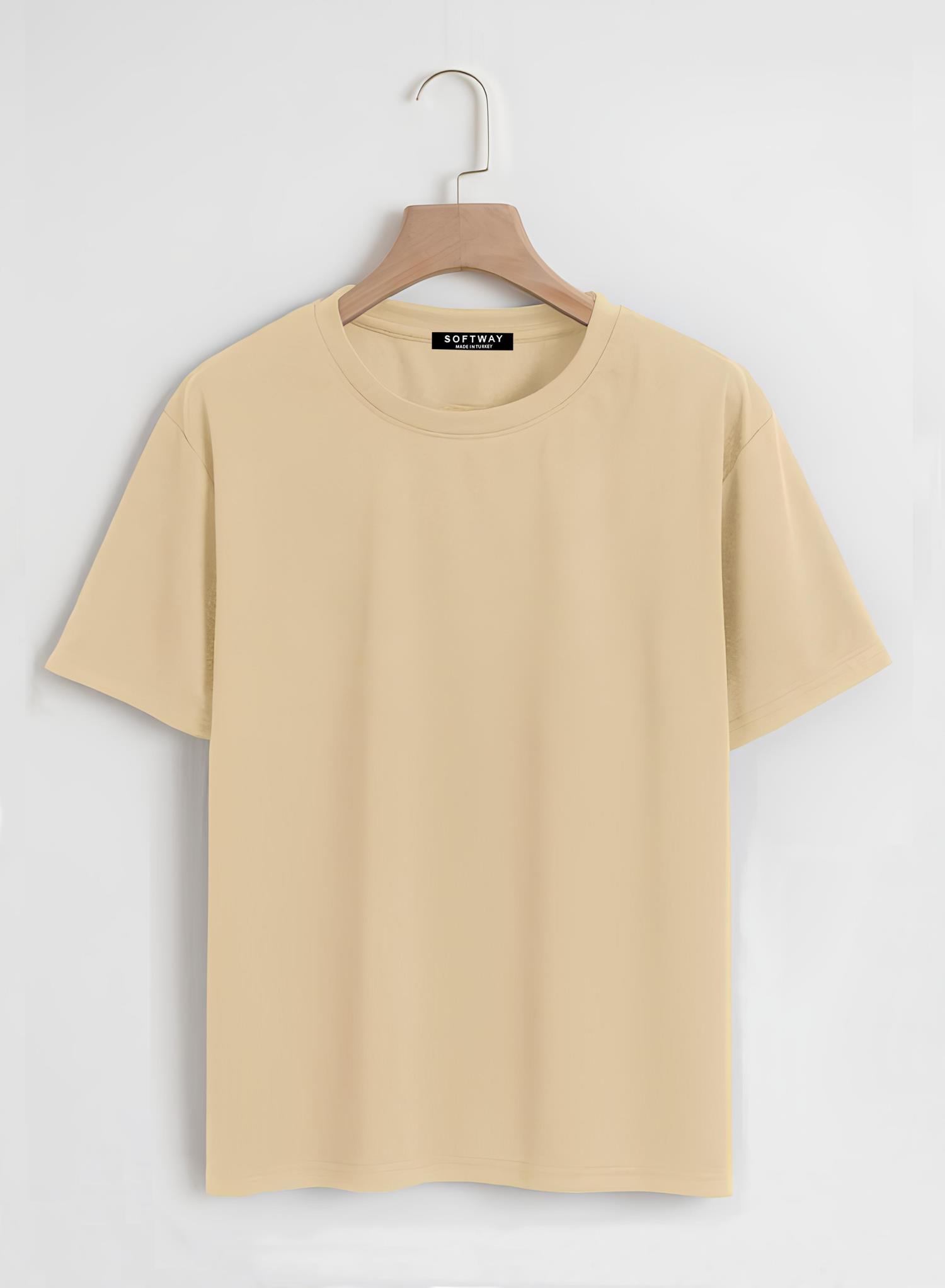 Unisex Oversize Bisiklet Yaka Rose Love Baskılı Basic T-Shirt - BEJ