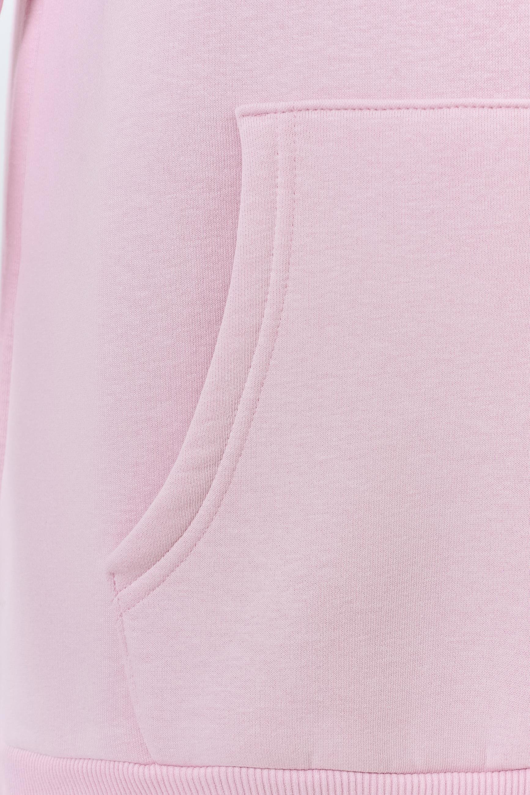 Unisex Powder Pink Baskılı Kapüşonlu İçi Yumuşak Polarlı Oversize Sweatshirt - PEMBE