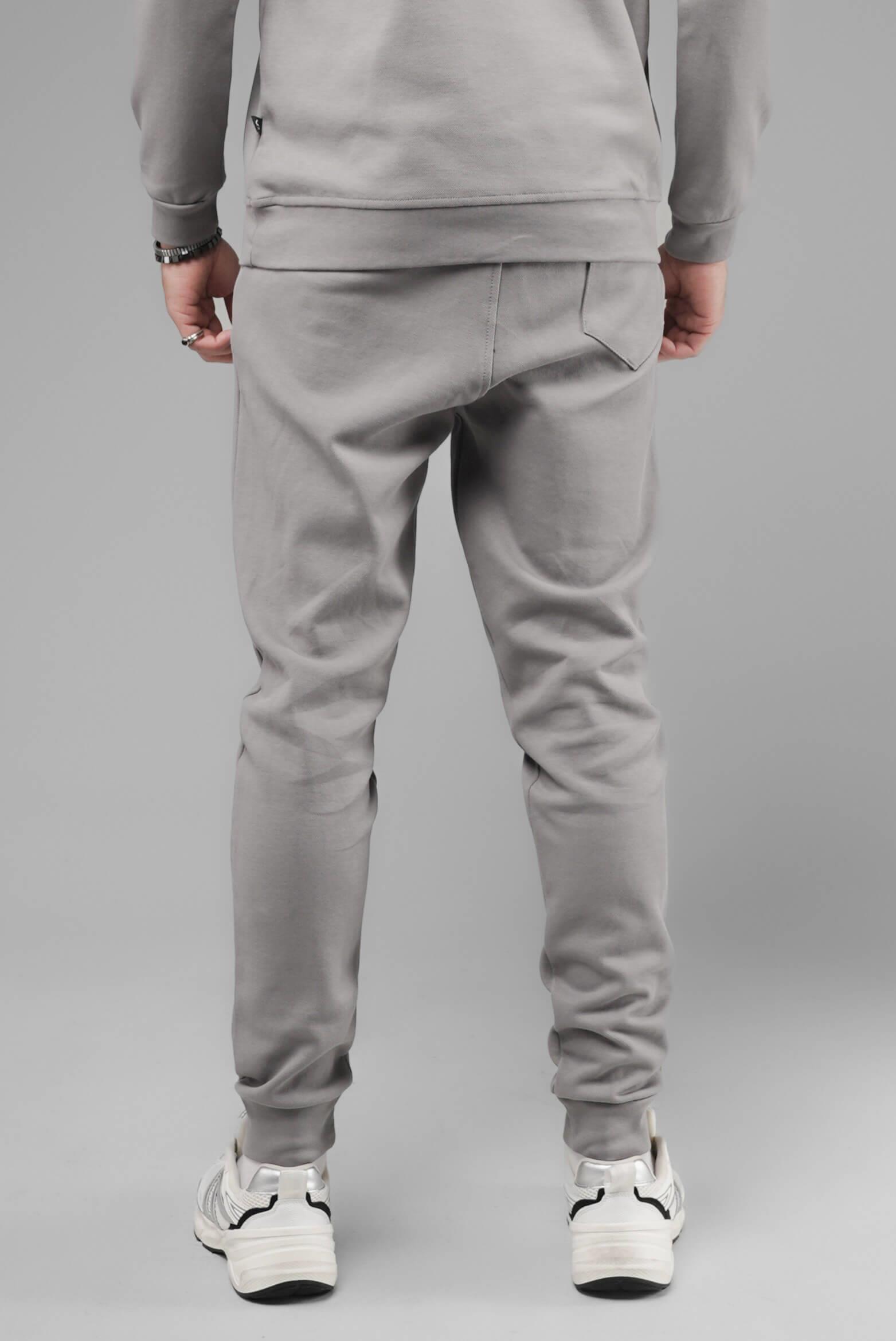 Unisex Regular Fit Cepli İnterlok Pike Eşofman Altı - Gri