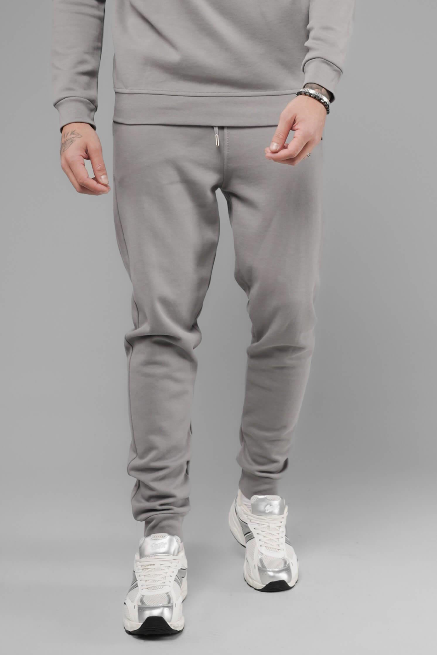 Unisex Regular Fit Cepli İnterlok Pike Eşofman Altı - Gri