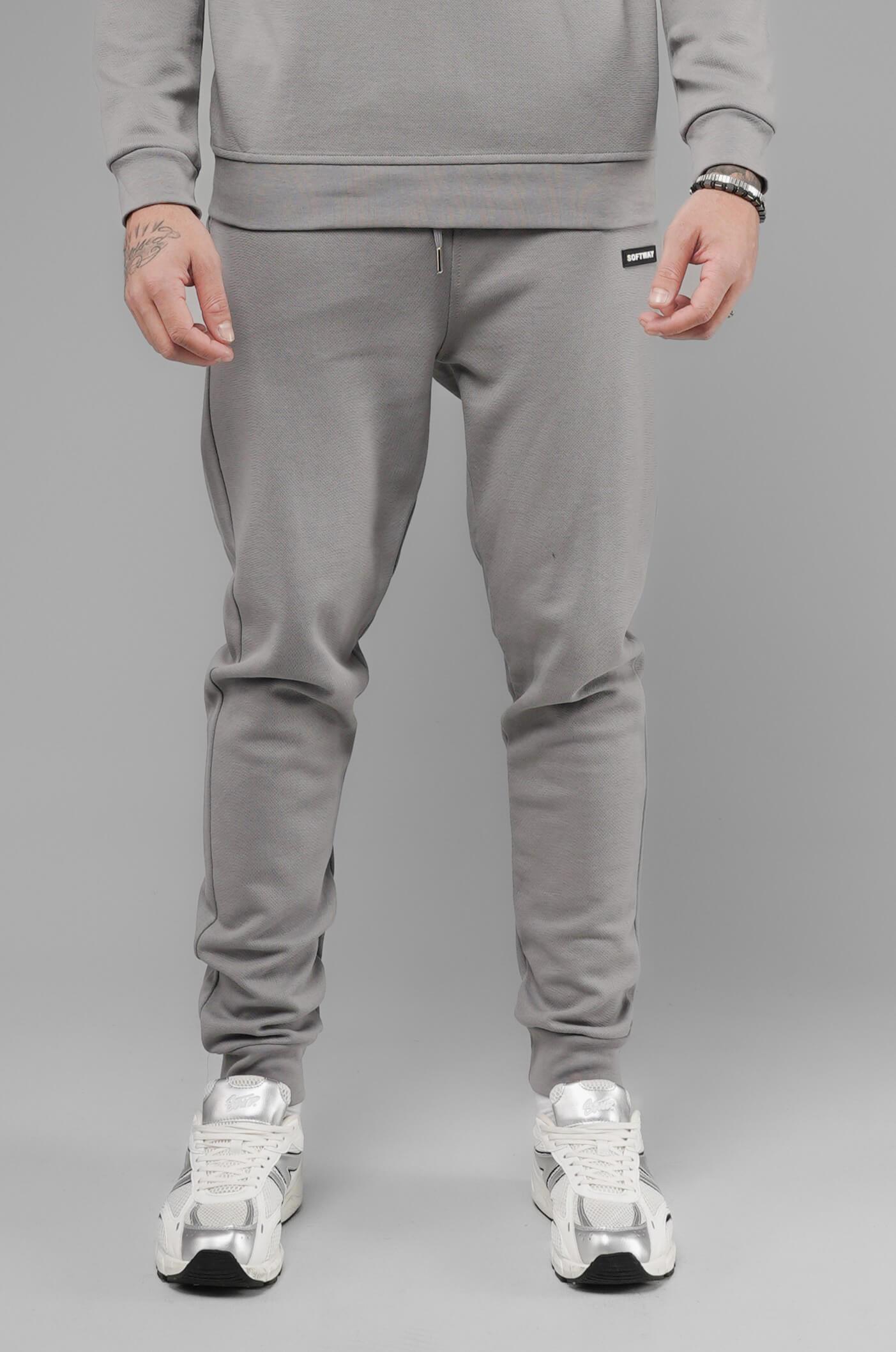 Unisex Regular Fit Cepli İnterlok Pike Eşofman Altı - Gri