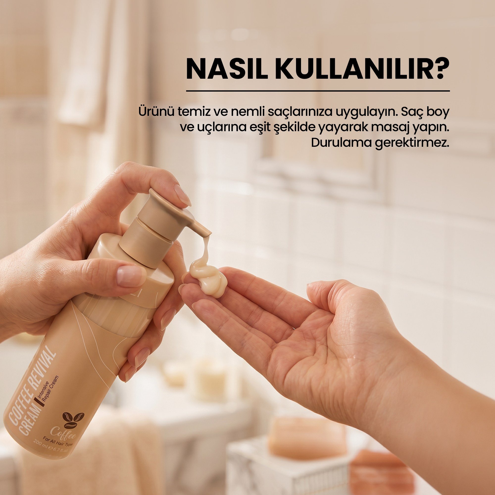  Kahveli Kuru Saçlar İçin Elektriklenme Önleyici Termik Saç Sütü Kremi 200 ML