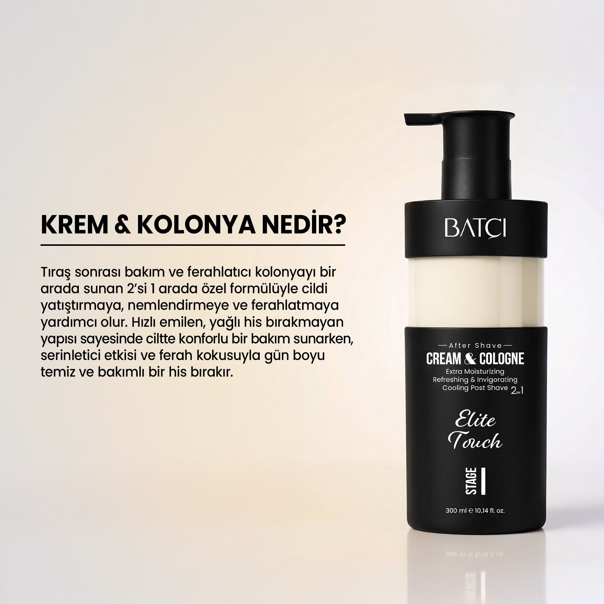 2'si 1 Arada Tıraş Sonrası Krem Kolonya Elite Touch – Nemlendirici, Ferahlatıcı
