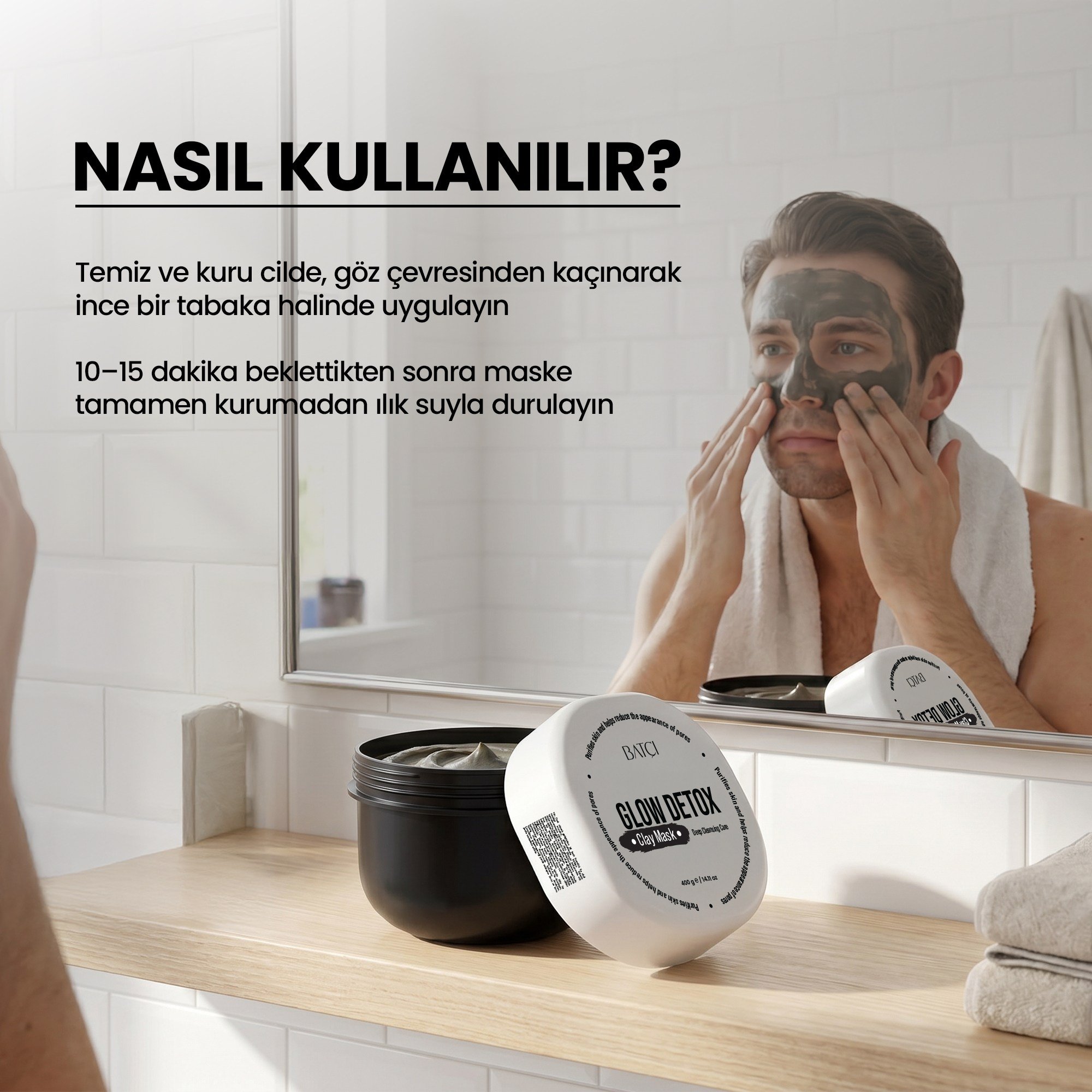Arındırıcı Kil Maskesi 300 ML – Kaolin & Bentonite İçerikli Gözenek Temizleyici Detox Clay Mask