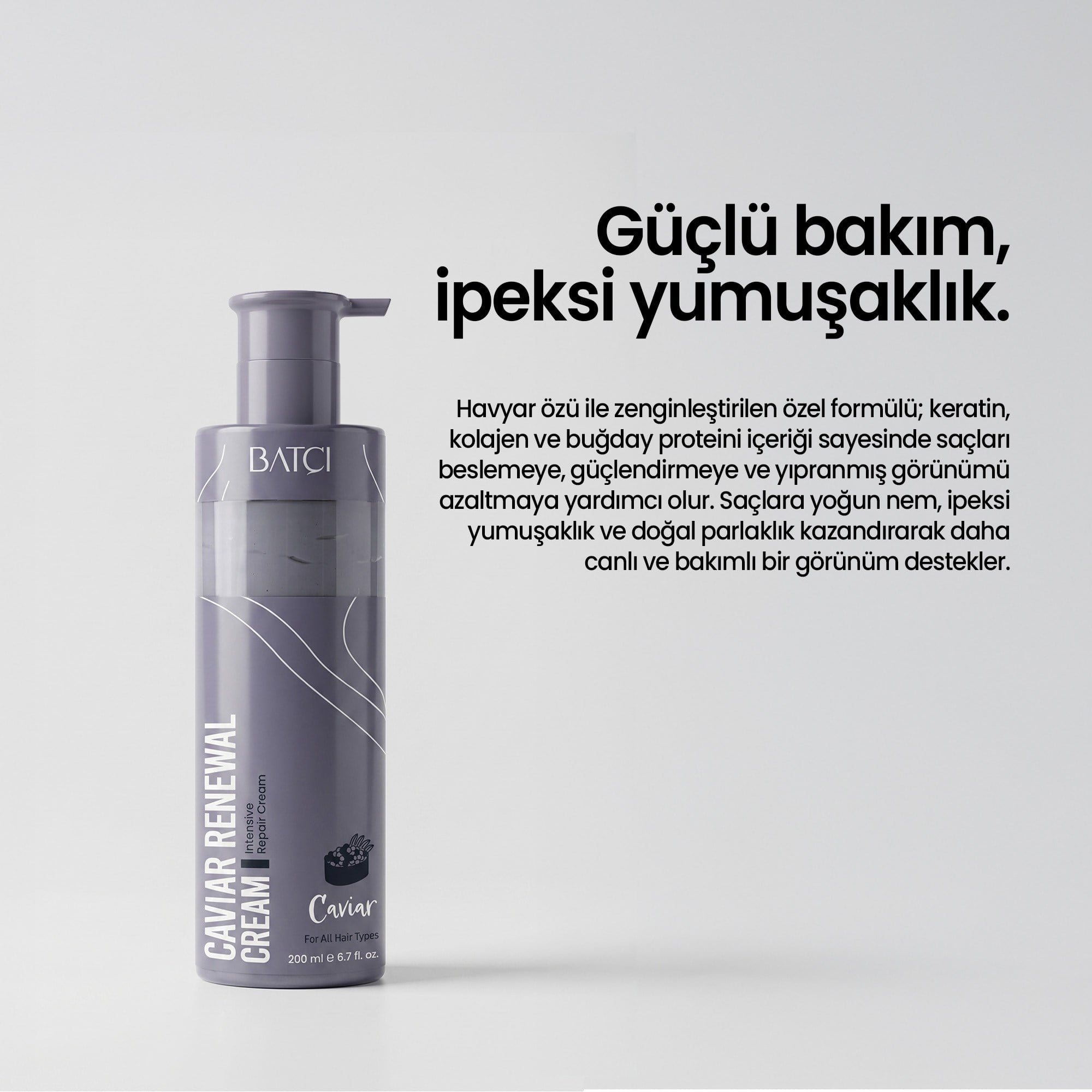 Havyarlı Saç Kremi– Yıpranmış Saçlar İçin Onarıcı & Koruyucu Durulanmayan Krem