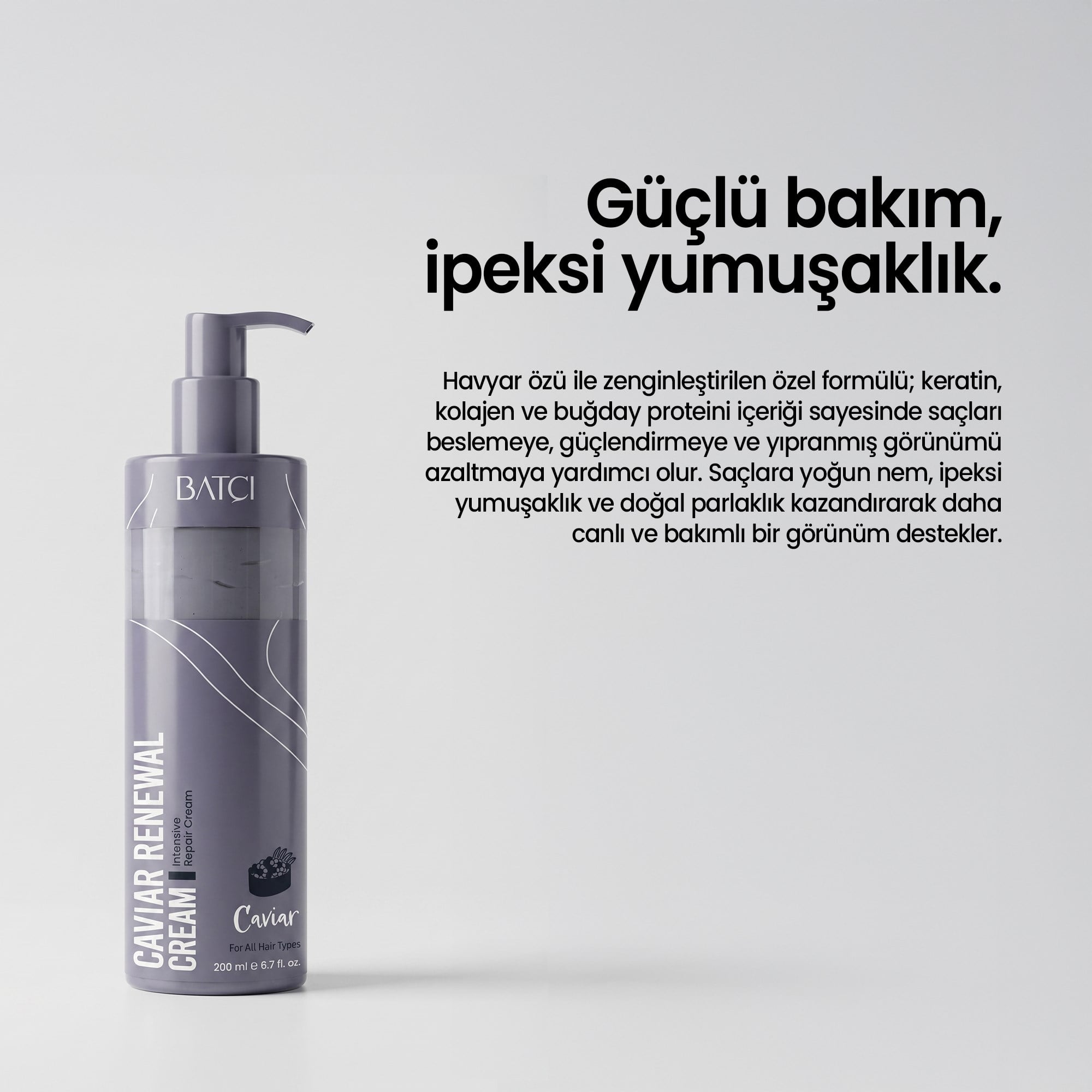 Havyarlı Saç Kremi– Yıpranmış Saçlar İçin Onarıcı & Koruyucu Durulanmayan Krem