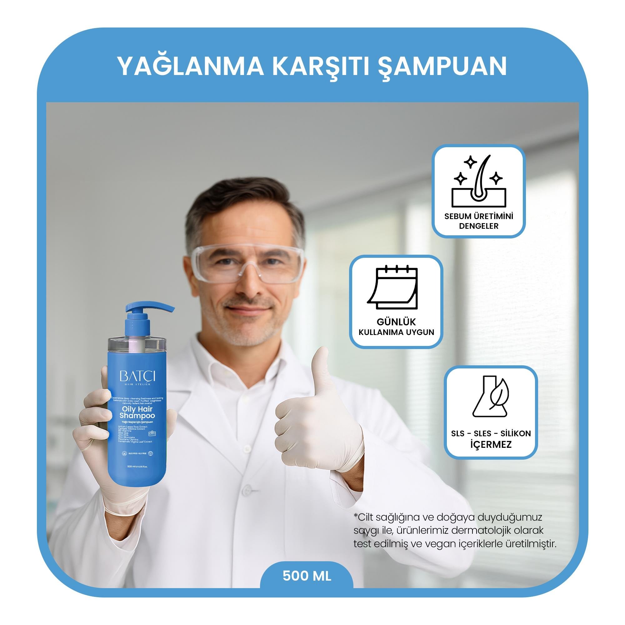 Sebum Dengeleyici Yağlanma Karşıtı Şampuan - Arctium Lappa Kök Ekstresi, Centella Asiatica ve Aloe Vera Özlü Formül Şampuan 250 ML