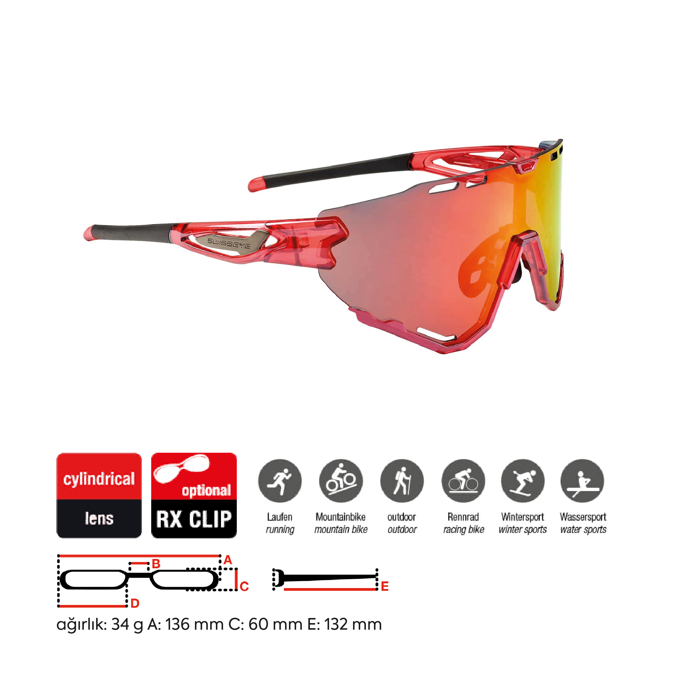 Swiss Eye Mantra Shiny Laser Red
