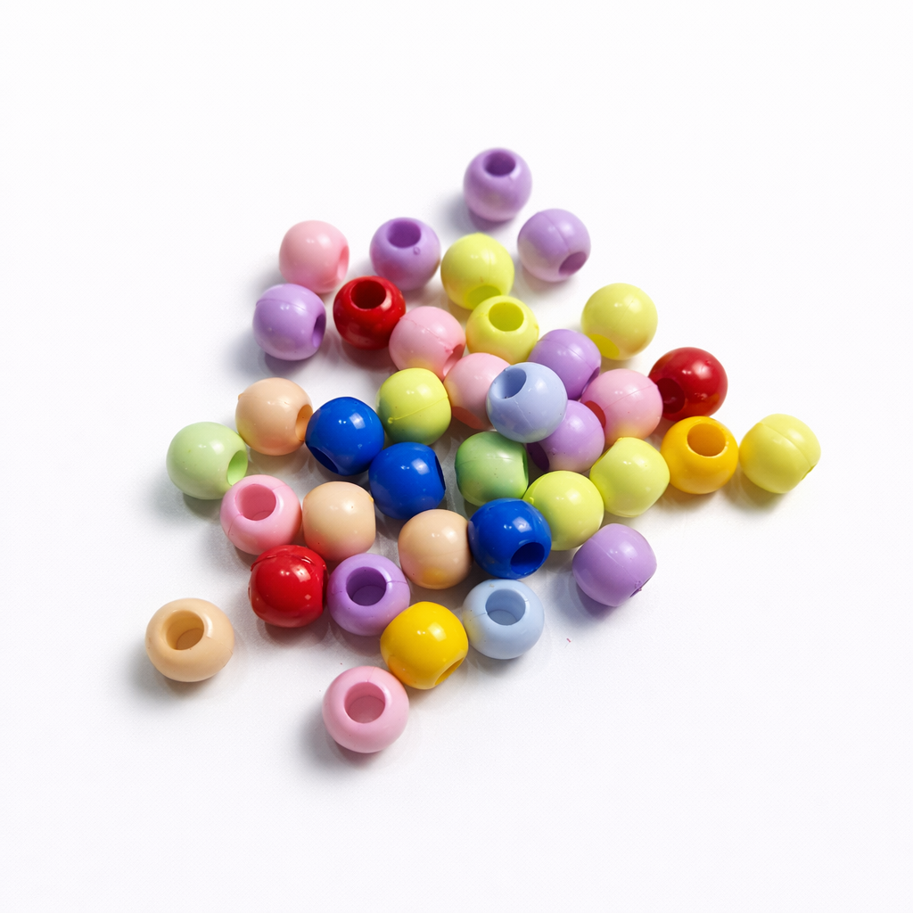 12 mm Karışık Renkli Plastik Boncuk Büyük Boy Takı ve Makrome Boncuğu 500 Gram