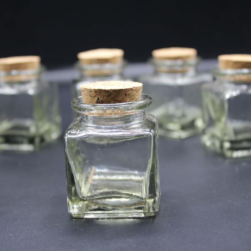 40 ml Cam Kare Kavanoz Mantar Tıpalı - 40cc Köşeli Kavanoz , Mantar Tıpalı Cam Şişe 10 Adet