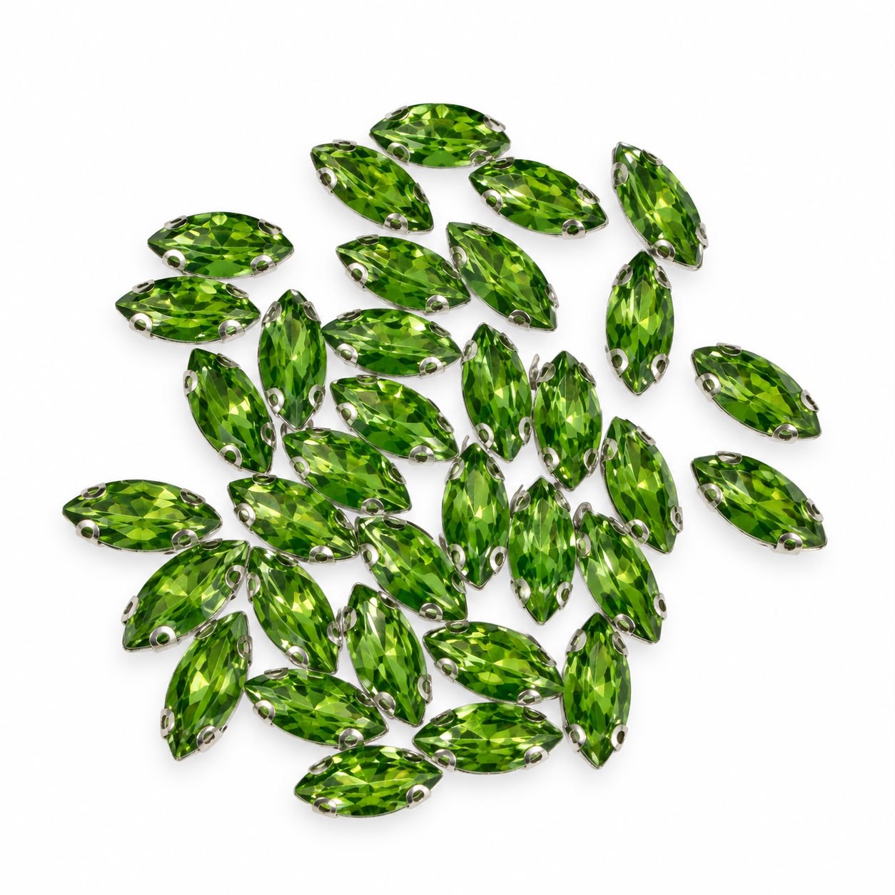 Açık Yeşil  Mekik Model Dikme Taş 7 x 15 mm 100 Adet