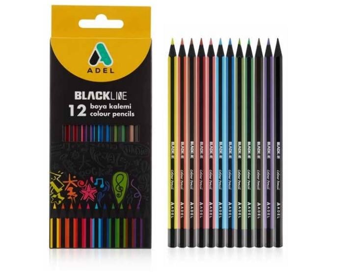 Adel Kuru Boya Blackline Tam Boy 12 Renk