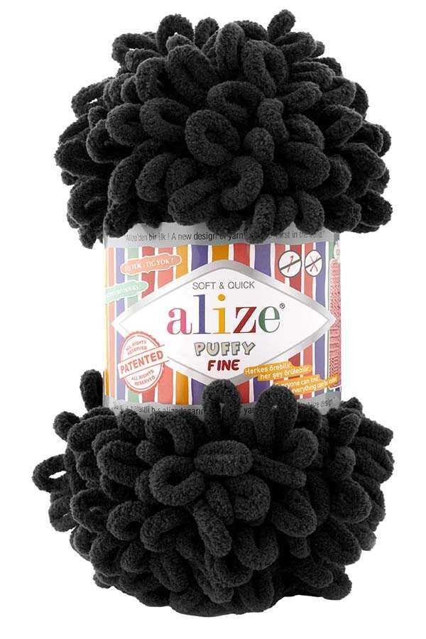 Alize Puffy Fine El Örgü İpi Siyah - 1060