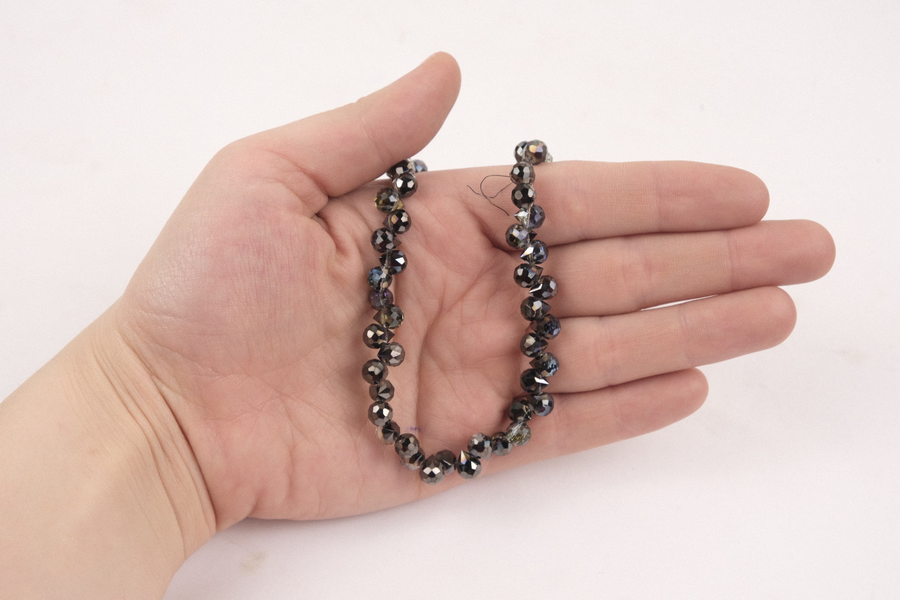 Antrasit Yansımalı 6 mm AB Damla Kristal Boncuk – Işıltılı Takı Yapım Malzemesi