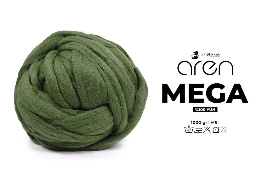 Aren Mega Dev Yün Asker Yeşili 1000 Gr