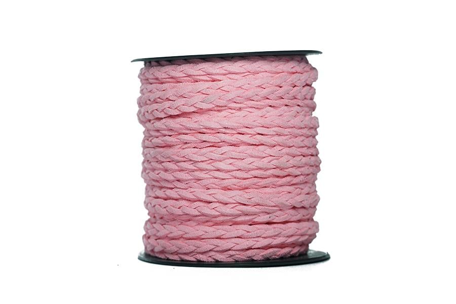 Bebe Pembe Saç Örgü Süet Kordon İp