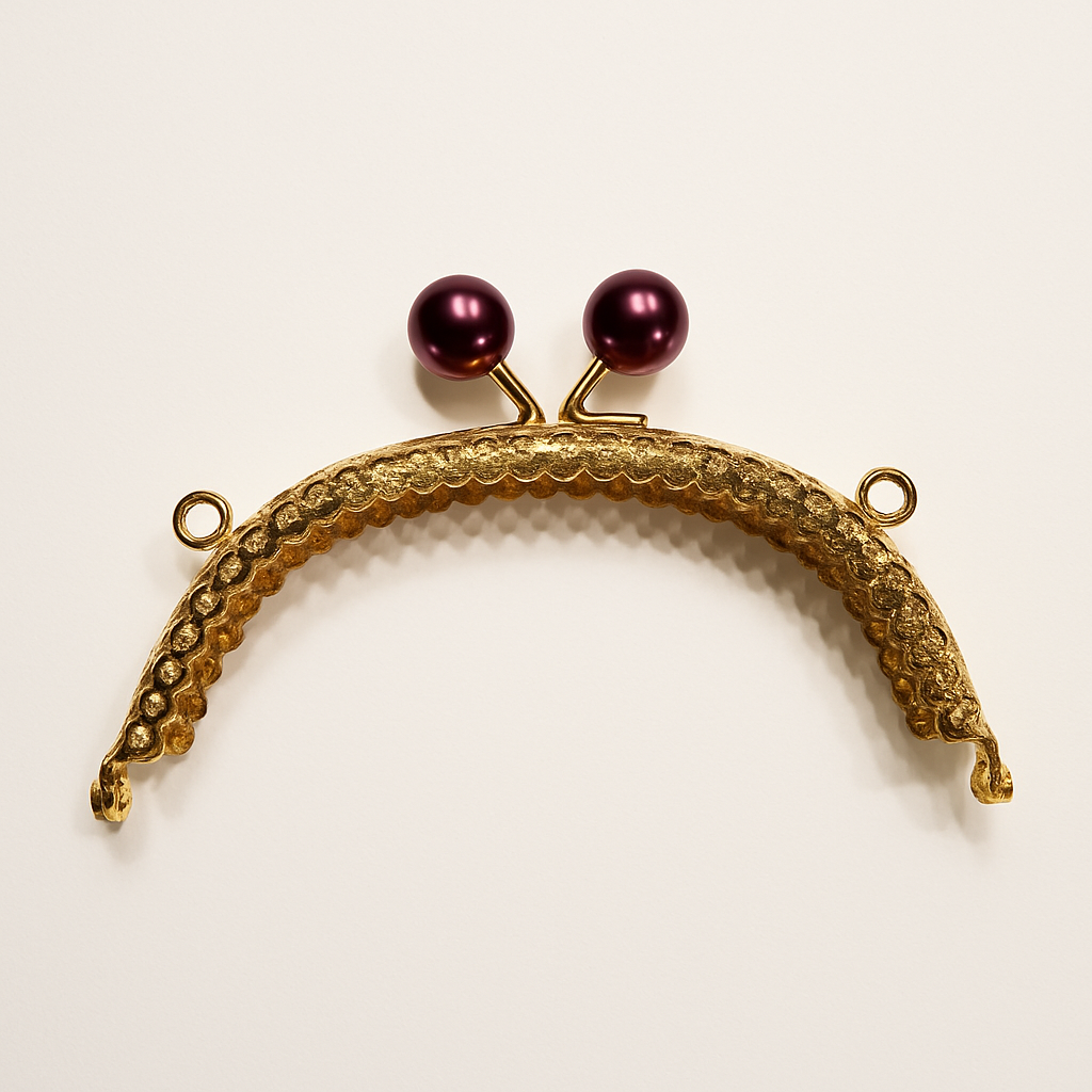 Bordo Boncuk Topuzlu Sarı Renk Metal Çanta ve Cüzdan Klipsi 10.5 cm