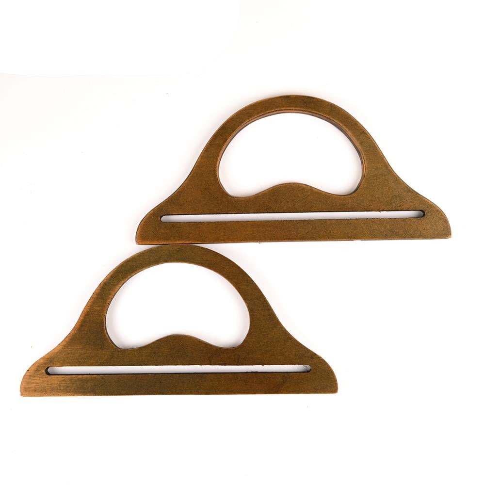 C Model Köprülü Ahşap Çanta Sapı 25 x 12 cm Kahverengi