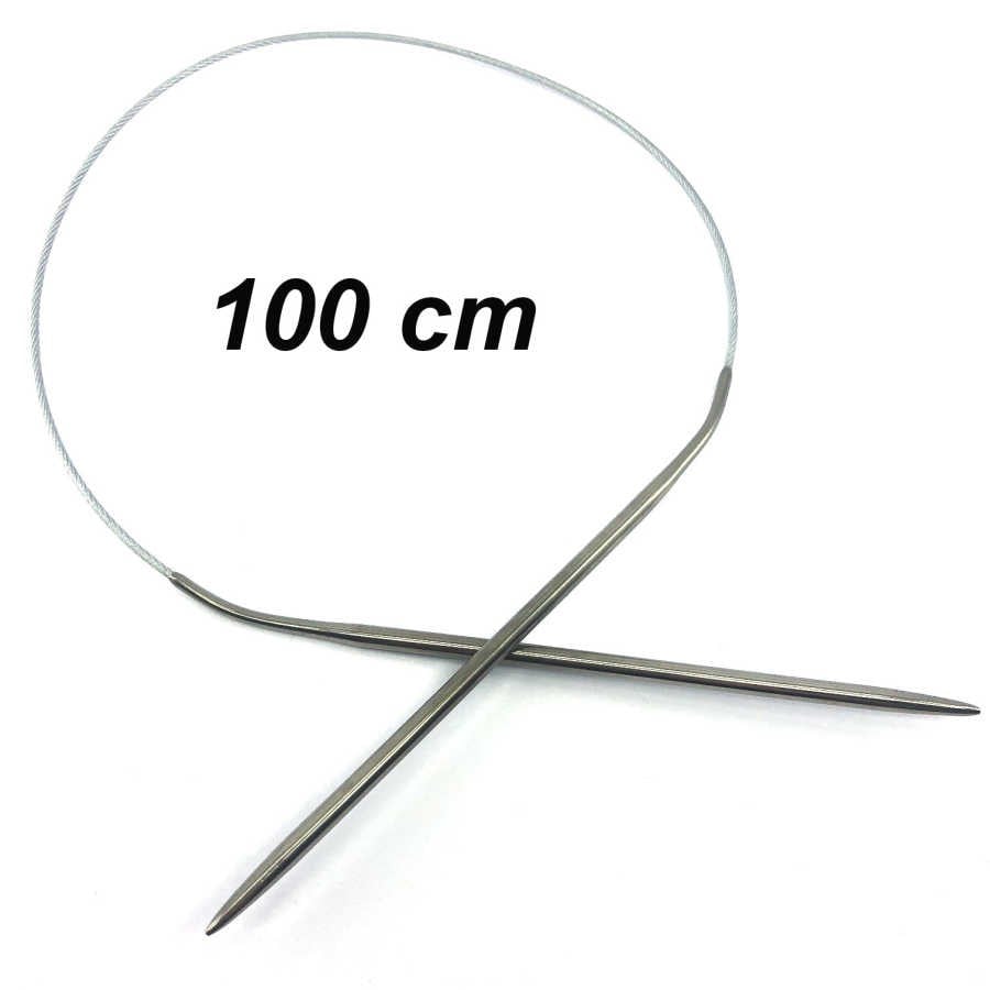 Çelik Telli Misinalı Örgü Şişi 100 cm No:9.00 mm