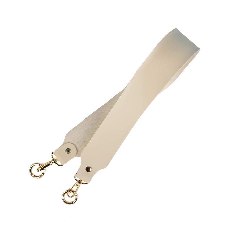 Deri Çanta Sapı Krem 60 cm  Gold Metal Detaylı