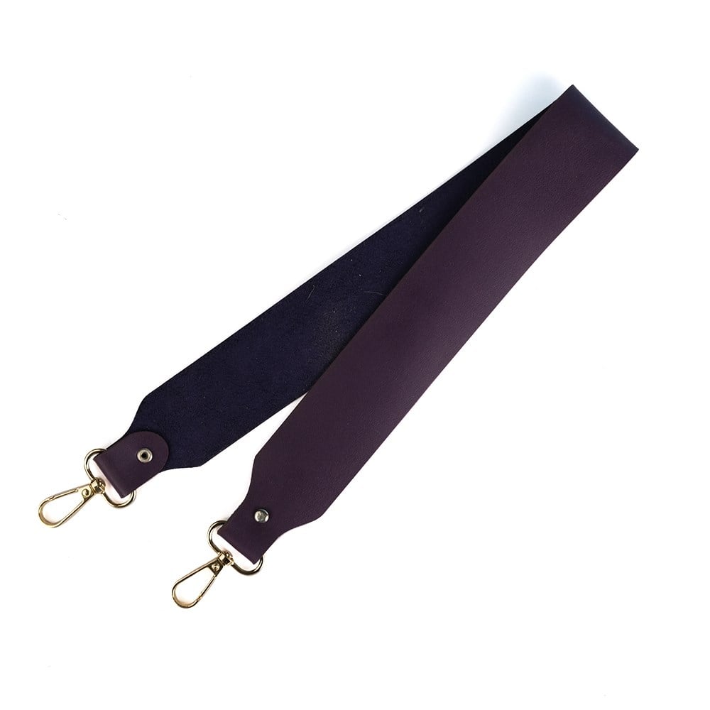 Deri Çanta Sapı Mor 60 cm Gold Metal Detaylı
