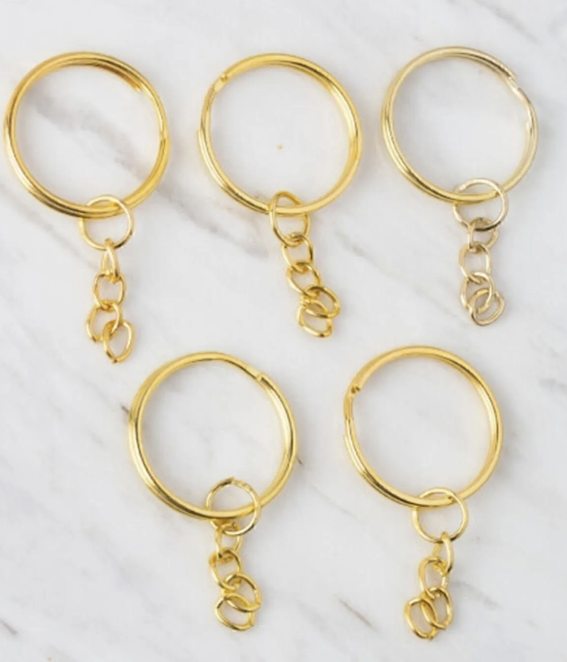 Ekonomik Metal Tel Anahtarlık Halkası Sarı Renk 100 adet Amigurumi ve Makrome Anahtarlık Halkası 