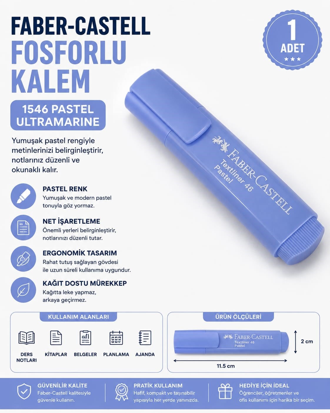 Faber Castell Fosforlu Kalem 1546 Pastel Ultramarine