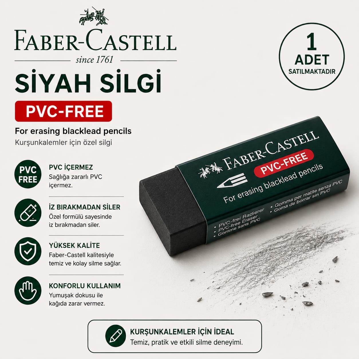 Faber Castell Siyah Silgi PVC Free