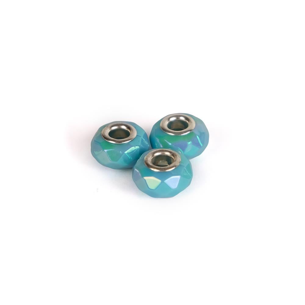 Fasetli Mavi Boncuklu Charm 12 mm 3 Adet