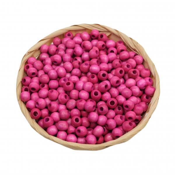 Fuşya Ahşap Tahta Boncuk 100 Gram